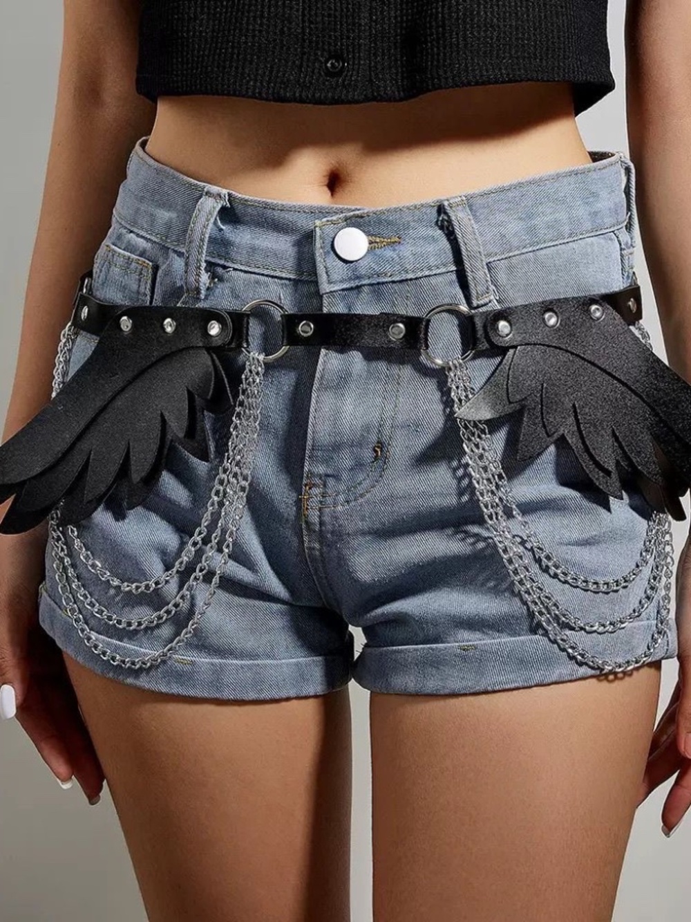Black Angel Wing Harness Belt, OS
